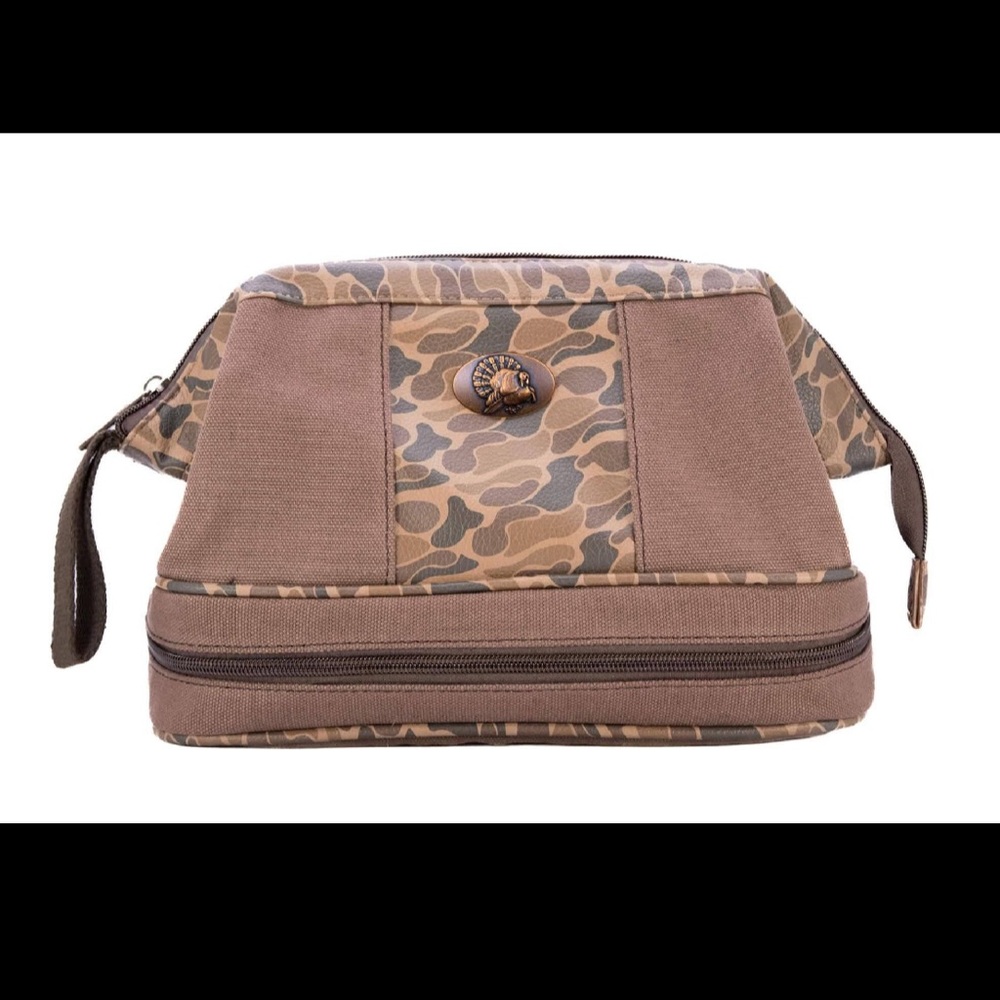 Zep-Pro  Brown Tan Turkey Waxed Canvas Old School Camo Men's Toiletry Dopp Bag